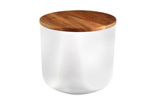 Load image into Gallery viewer, White Stoneware Container with Acacia Lid